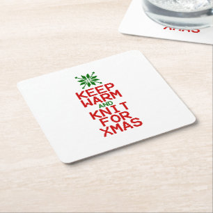 Porta-copo De Papel Quadrado Mantenha-se Aquecido e Tricote para o Natal