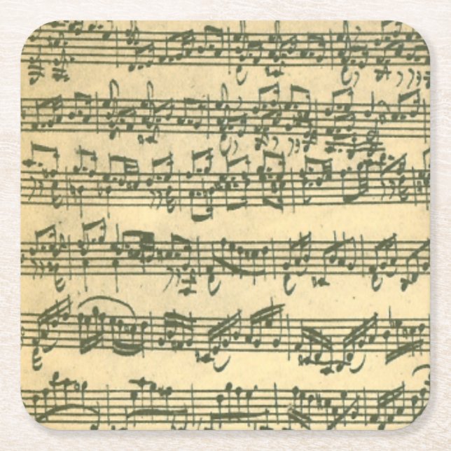 Porta-copo De Papel Quadrado Manuscrito da música de Bach Chaconne para o (Frente)