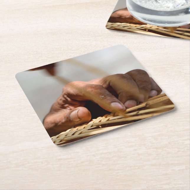 Porta-copo De Papel Quadrado Mão de Weaver (Inclinado)