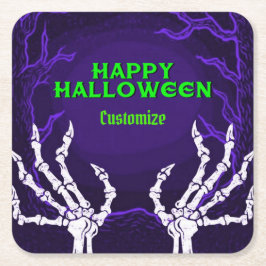 Porta-copo De Papel Quadrado Mãos de Esqueleto Roxo