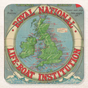 Porta-copo De Papel Quadrado Mapa das ilhas britânicas - carta do barco