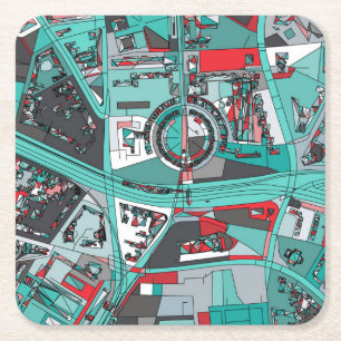 Porta-copo De Papel Quadrado Mapa de Berlim, Alemanha