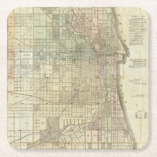 Porta-copo De Papel Quadrado Mapa de Chicago