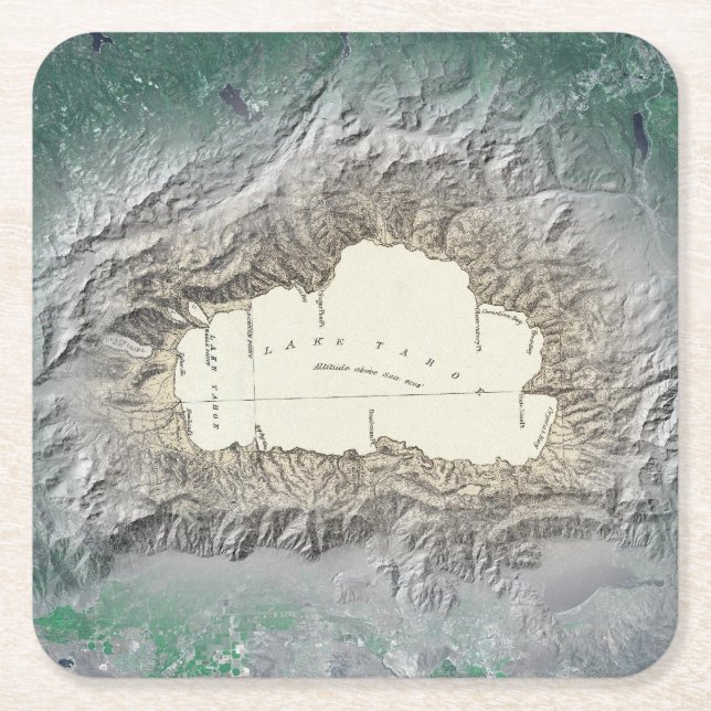 Porta-copo De Papel Quadrado Mapa de Lake Tahoe (Frente)