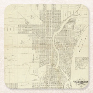 Porta-copo De Papel Quadrado Mapa de Milwaukee