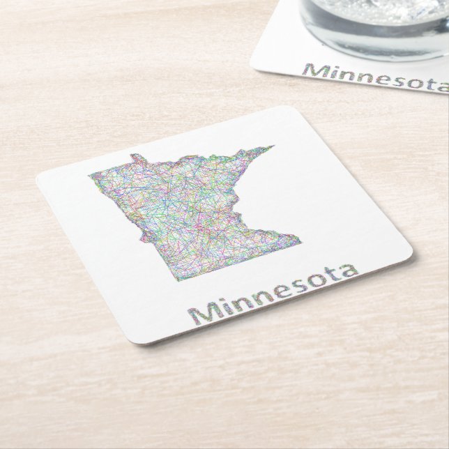 Porta-copo De Papel Quadrado Mapa de Minnesota (Inclinado)