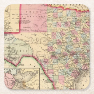 Porta-copo De Papel Quadrado Mapa de Texas por Mitchell