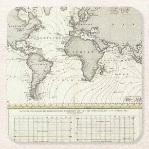 Porta-copo De Papel Quadrado mapa do atlas da Maré-onda