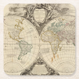 Porta-copo De Papel Quadrado Mapa do mundo 8
