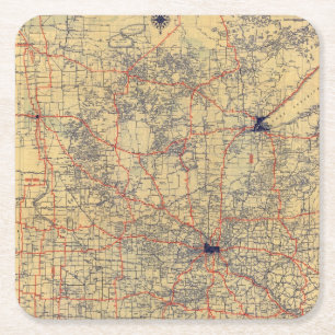 Porta-copo De Papel Quadrado Mapa do padrão de Minnesota