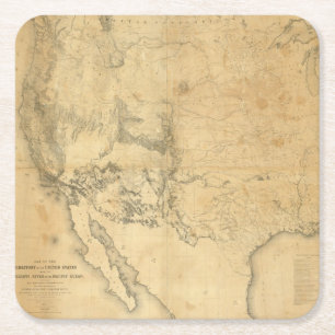 Porta-copo De Papel Quadrado Mapa do território dos Estados Unidos