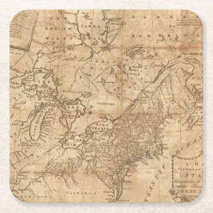 Porta-copo De Papel Quadrado Mapa dos estados 2 do norte e do meio