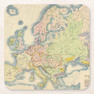Porta-copo De Papel Quadrado Mapa etnográfico de Europa