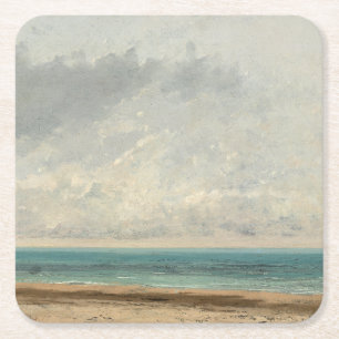Porta-copo De Papel Quadrado Mar Calmo - Gustave Courbet