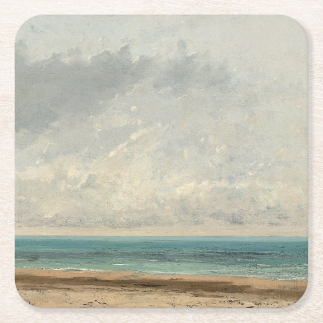 Porta-copo De Papel Quadrado Mar Calmo - Gustave Courbet (Frente)