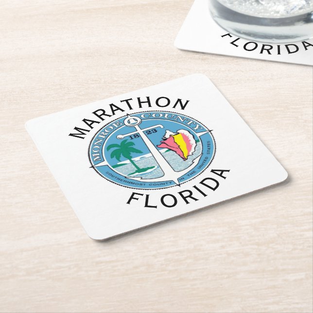 Porta-copo De Papel Quadrado Marathon - Florida Keys (Inclinado)