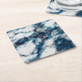 Porta-copo De Papel Quadrado Marble Azul