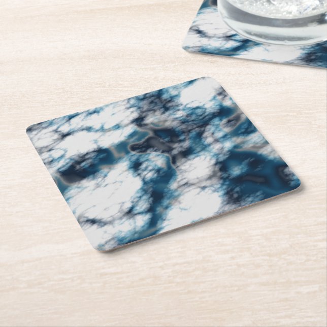 Porta-copo De Papel Quadrado Marble Azul (Inclinado)