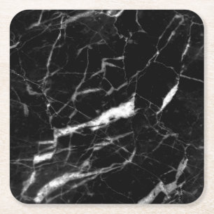Porta-copo De Papel Quadrado Marble Preto