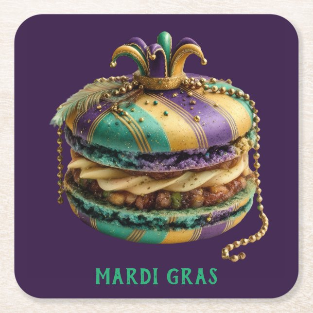 Porta-copo De Papel Quadrado Mardi Gras Royal Macaron (Frente)