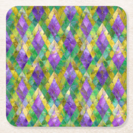 Porta-copo De Papel Quadrado Mardi Gras StainGlass Harlequin Impressão