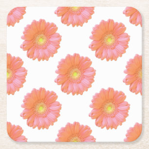 Porta-copo De Papel Quadrado Margarida de gerbera laranja