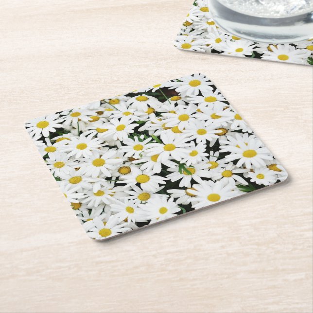 Porta-copo De Papel Quadrado Margaridas (Inclinado)