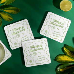 Porta-copo De Papel Quadrado Margs e Matrimônio Despedida de Solteira