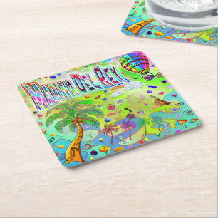 Porta-copo De Papel Quadrado Marina Del Rey Melodia Atemporal Coaster