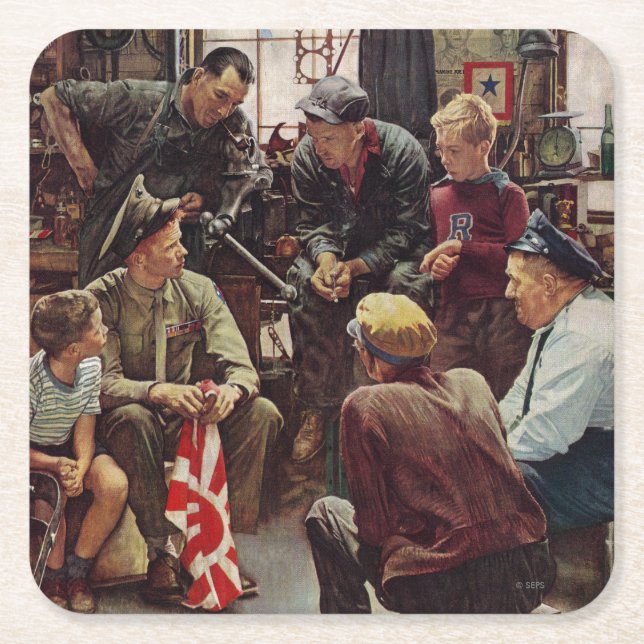 Porta-copo De Papel Quadrado Marinha de Emergência (Frente)