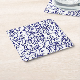 Porta-copo De Papel Quadrado Marinho Azul Coelho Branco Coelho Coelhinho com De