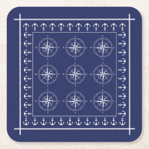 Porta-copo De Papel Quadrado Marinho azul-de-costa e ancoradores de navios náu