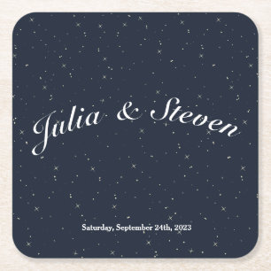 Porta-copo De Papel Quadrado Marinho Celestial da Noite e Fundo das Estrelas