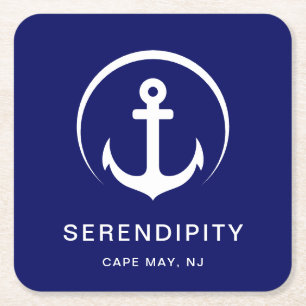 Porta-copo De Papel Quadrado Marinho de Âncora do Barco Moderno Azul