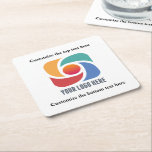 Porta-copo De Papel Quadrado Marketing Personalizado Para Adicionar Seu Logotip<br><div class="desc">Porta copos simples e dinâmica de marketing para uma empresa ou empresa moderna que procura um presente de cliente para clientes ou funcionários. Adicione seu logotipo e nome corporativo personalizados.</div>