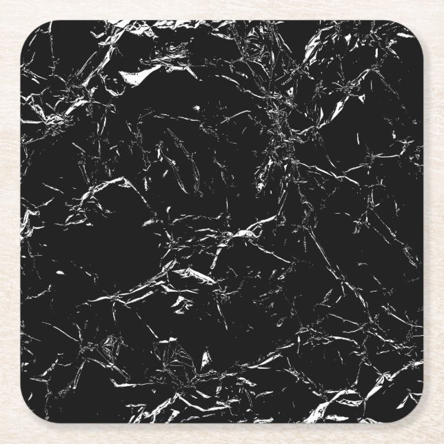 Porta-copo De Papel Quadrado Mármore preto (Frente)
