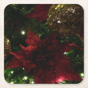 Porta-copo De Papel Quadrado Maroon e Dourada árvore de Natal I Foto de Férias