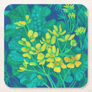 Porta-copo De Papel Quadrado Marsh Marigold Summer Wildflower Pintura Floral