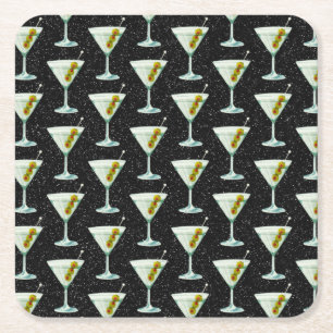 Porta-copo De Papel Quadrado Martini Cocktail Pattern