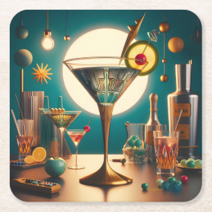 Porta-copo De Papel Quadrado Martini Futurista de Placa de Circuito Atômico