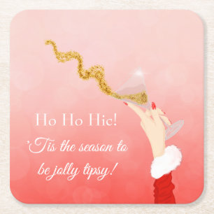 Porta-copo De Papel Quadrado Martini Glass Spilling Christmas Glitter Party