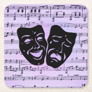 Porta-copo De Papel Quadrado Máscaras de Música e Teatro Puros