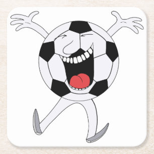 Porta-copo De Papel Quadrado Mascote Bola de Futebol Risonha