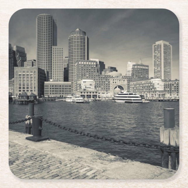Porta-copo De Papel Quadrado Massachusetts, Boston, edifícios Rowe's Wharf (Frente)