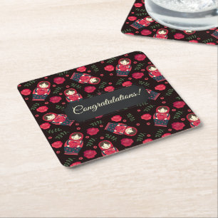 Porta-copo De Papel Quadrado Matreshka personalizável
