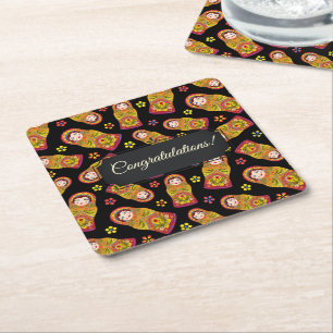 Porta-copo De Papel Quadrado Matreshka personalizável