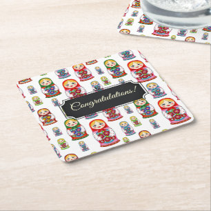 Porta-copo De Papel Quadrado Matreshka personalizável