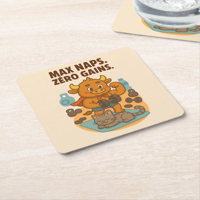 Porta-copo De Papel Quadrado Max Naps, Zero Ganhos - Gato Funny Bullio Gym (Inclinado)