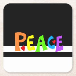 Porta-copo De Papel Quadrado MAZIPOODLES Peace Rainbow