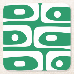 Porta-copo De Papel Quadrado Médio Mod Piquet Padrão Kelly Green e White